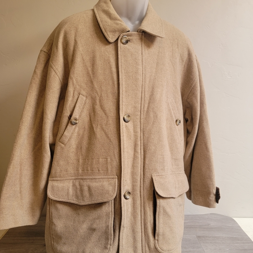 GECCU Austrailia Tan Wool Coat Jacket Size XXL(46) Women Cashmere Wool Pockets‎